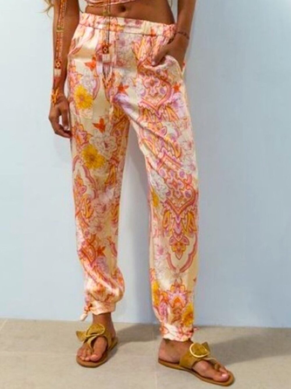 ZARA The Sasha Floral Paisley Satin Pant